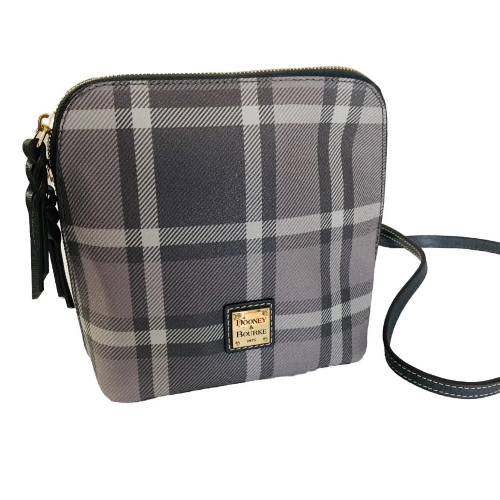 Dooney & Bourke Trixie Crossbody Bag Leather Plaid Print Gray NWOT